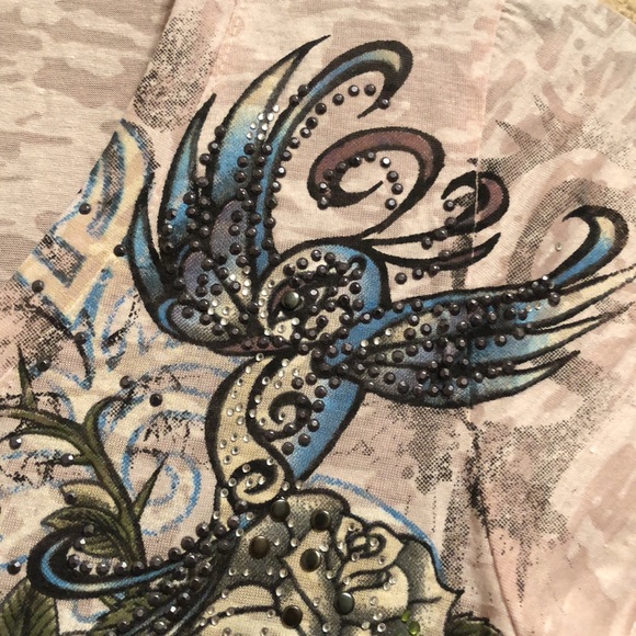 HTF RARE NWOT AXR XZAVIER Top. Lots of Rhinestones. Very detailed design. Bling - Picture 5 of 14